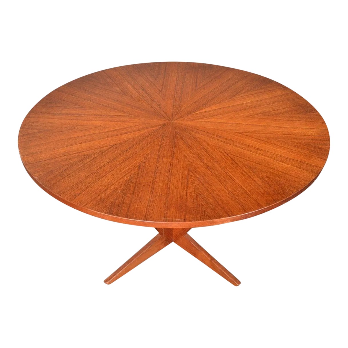 Mid 20th Century Round Starburst Teak Pedestal Coffee Table by Holger