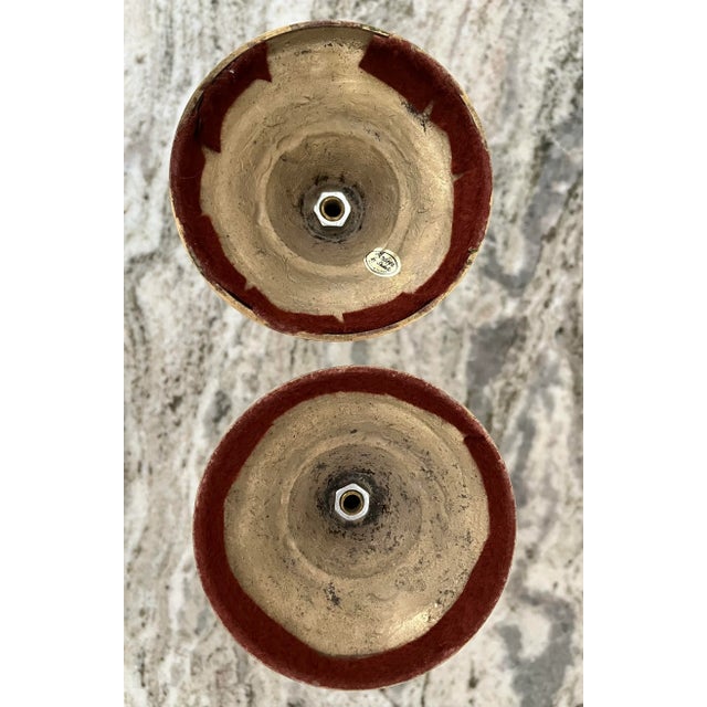 Brass Vintage Neoclassical Brass Candlesticks by Andrea by Sadek a Pair For Sale - Image 8 of 9