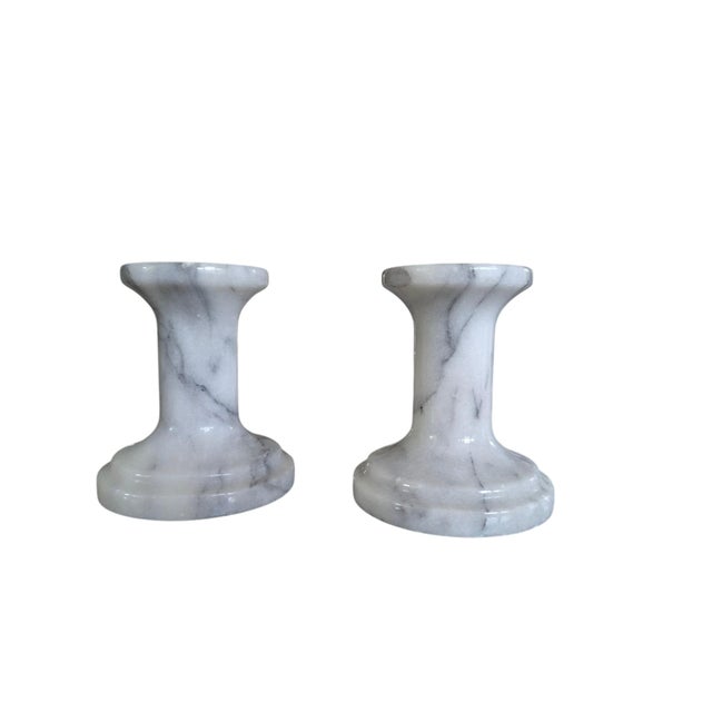 Stone Vintage Marble Candle Holders- A Pair For Sale - Image 7 of 16