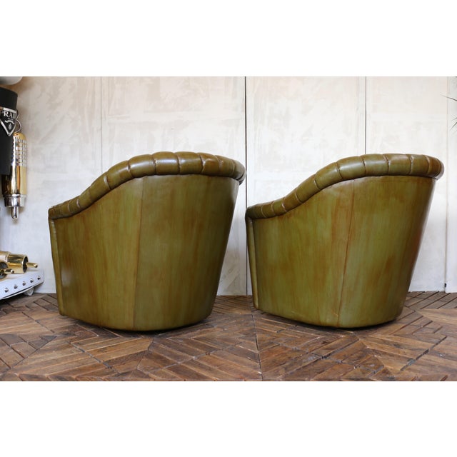 Vintage Pair of Leather Channel-Tufted Club Chairs by Martin/Brattrud, 1987 For Sale - Image 10 of 18