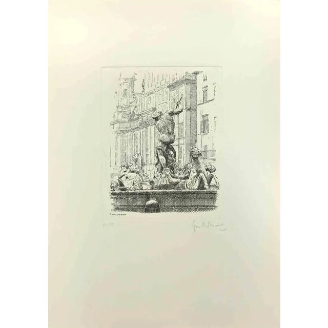 Navona Square is an artwork realized by Giuseppe Malandrino. Print in etching technique. Hand-signed by the artist in...