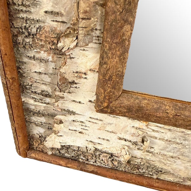 Vintage American Birch Bark Framed Mirror For Sale - Image 9 of 12