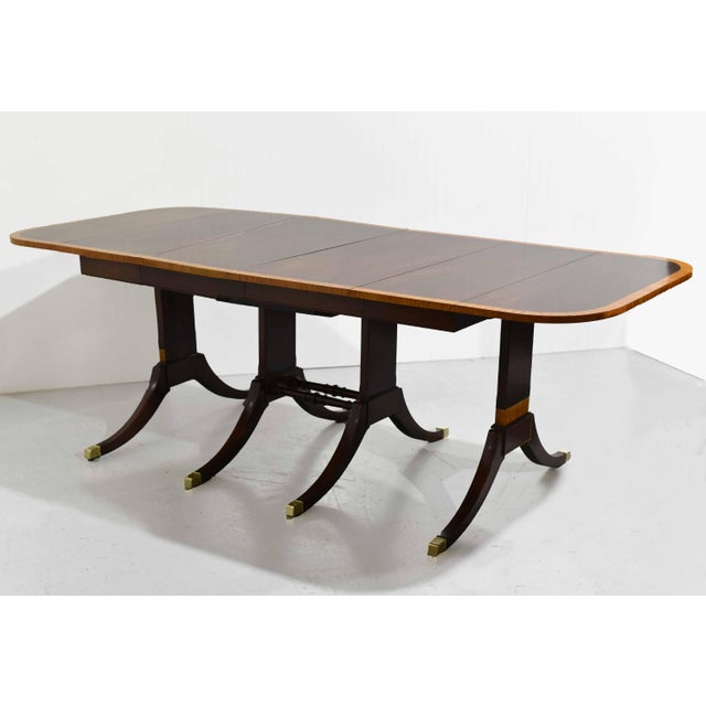 Vintage Hepplewhite Style Banded Dining Table With Extensions For Sale In Chicago - Image 6 of 12