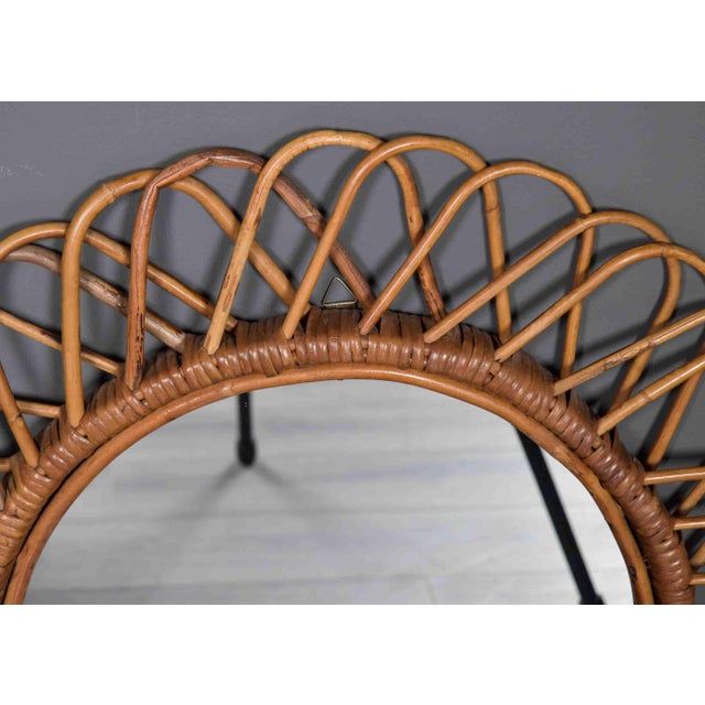 Vintage Italian Oval Mirror With Rattan Frame, Circa 1960s For Sale In Detroit - Image 6 of 12
