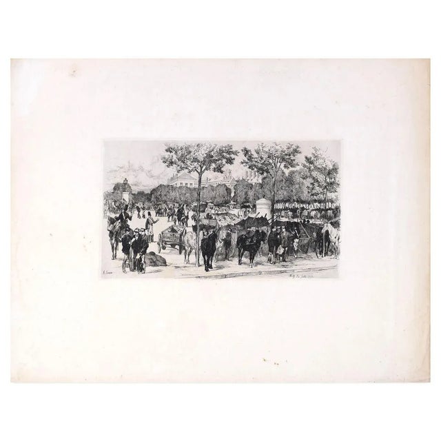 Metz. Fin Juillet 1870 is a black and white etching realized by Auguste Lançon (1836-1887) in 1870. Remarkable and...