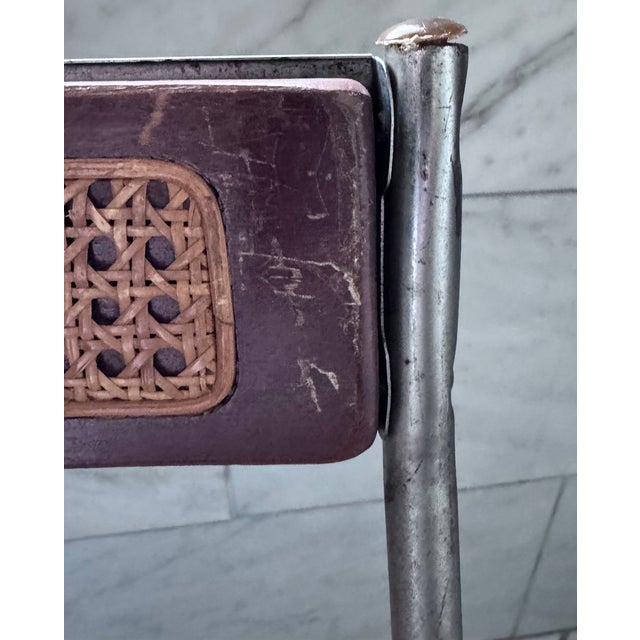 Brown Four MCM Industrial Cane Mid Century Folding Chairs For Sale - Image 8 of 10