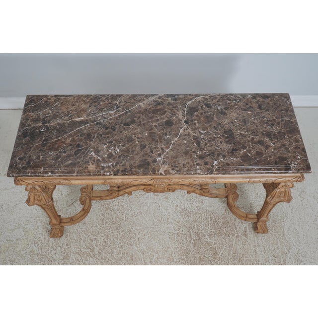 French Vintage Italian Louis XVI Style Carved Marble Top Table For Sale - Image 3 of 15