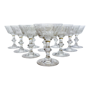 1940s t.g. Hawkes Cut Crystal Champagne Sherbet Coupes, Set of 10