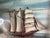 Blue Mid-Century Modern Maritime Diorama with Large Sailing Ship Under Glass, United States, 1950s For Sale - Image 8 of 10
