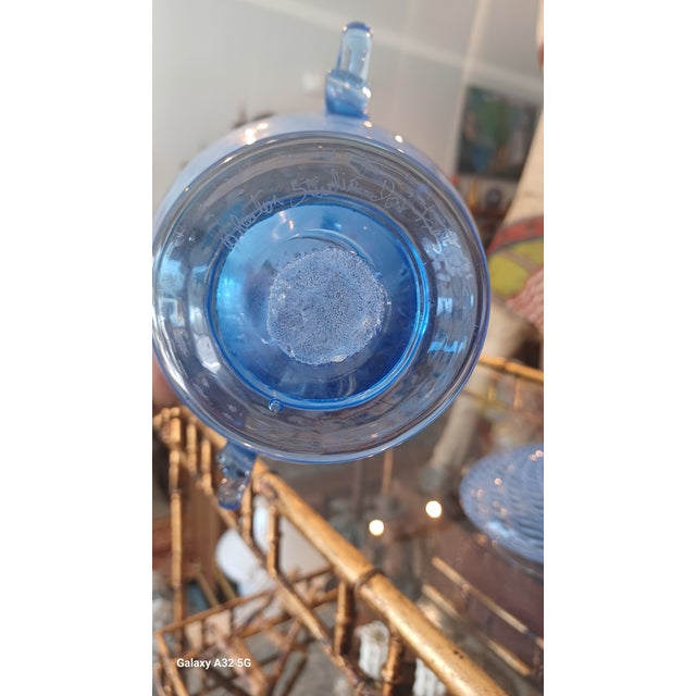Vintage Blue Wheeler Studio Art Glass Lidded Vase For Sale - Image 4 of 4