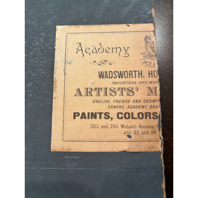 American Antique Cottage Core Original Art Late 19th Century American Landscape on Academy Board, Wadsworth Howland Label, Circa 1880–1900 For Sale - Image 3 of 12