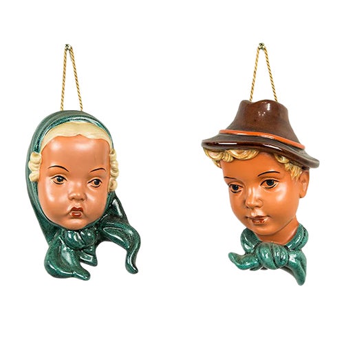 Ceramic Wall Masks, 1950s, Set of 2