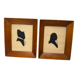 Antique Pair Handmade Martha George Washington Silhouette Cutout Portrait Art