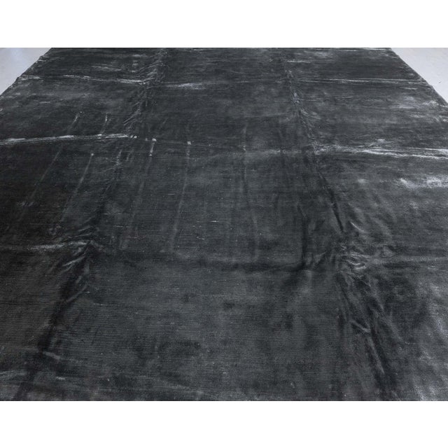 Contemporary Solid Steel Gray Hand Knotted Silk Rug by Doris Leslie Blau For Sale - Image 4 of 8