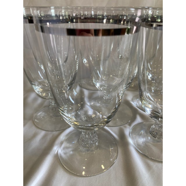 Mid 20th Century Vintage Fostoria Platinum Rim Water Glasses, Set of 8 For Sale - Image 5 of 7