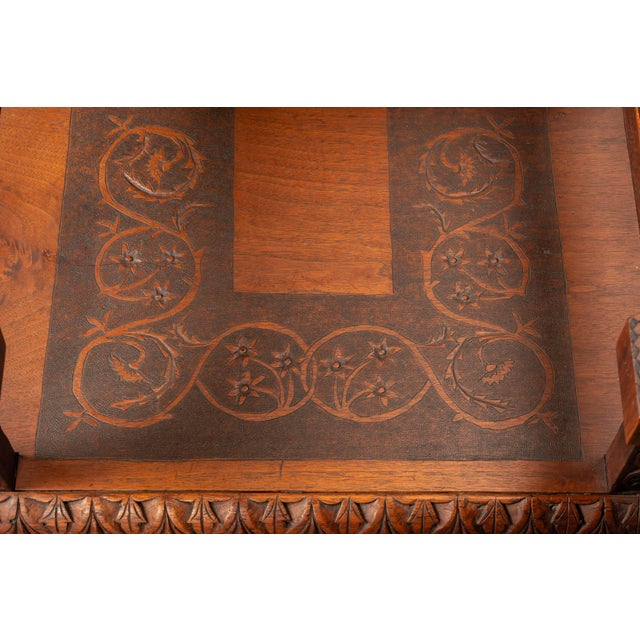 1880 Victorian Carved Mahogany Open-Back Monogram Armchair For Sale - Image 15 of 15