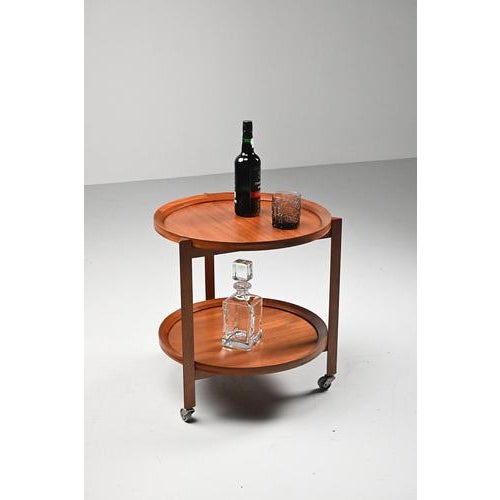 Sika møbler teak trolley with 2 separate, exchangeable, trays. A beautiful danish mid century piece of furniture from the...