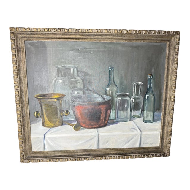 1940s Romek Arpad Kitchen Still Life Oil Painting For Sale