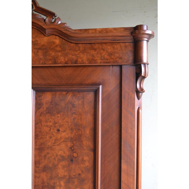 Antique Art Deco Walnut Crested Cabinet For Sale - Image 5 of 11