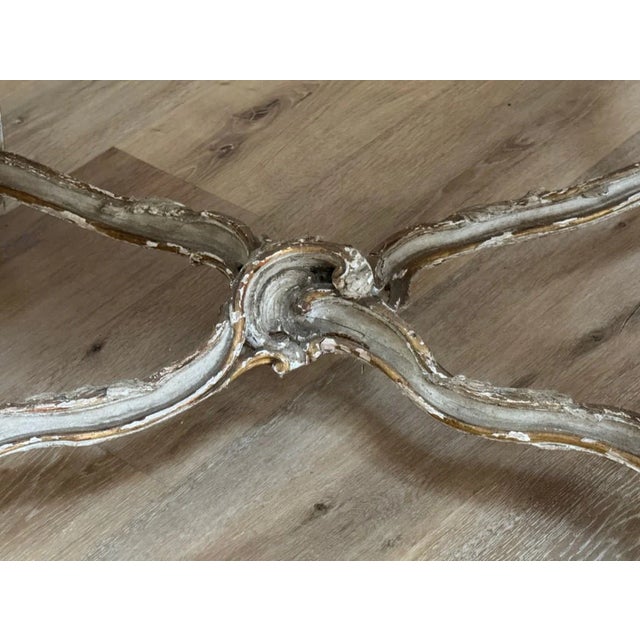 A Louis XV Carved, Parcel Gilt, and Paint Table - Signed Lebas For Sale - Image 6 of 6