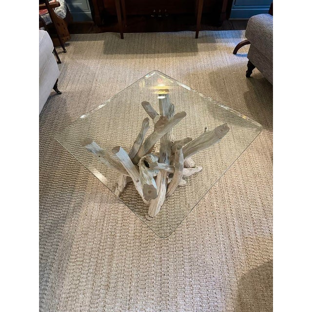 Wood 1990s Coastal Driftwood and Glass Coffee Table For Sale - Image 7 of 7