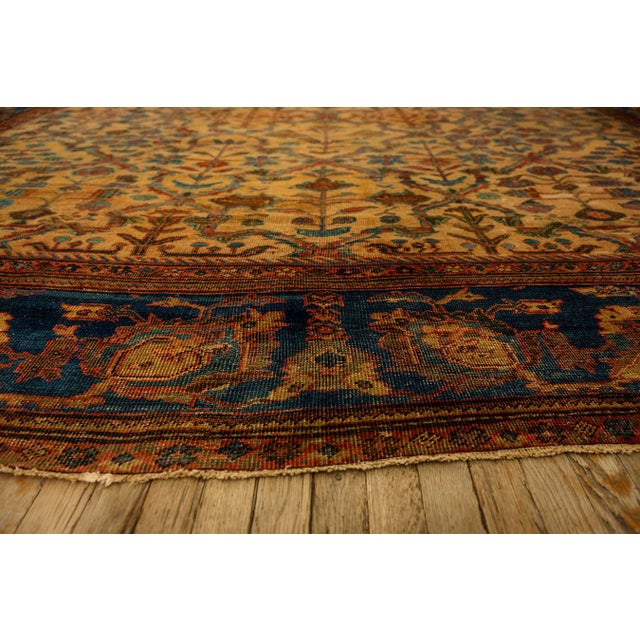 1940s Classic Beige Geometric Antique Knotted Wool Persian Mahal Farahan Rug For Sale - Image 9 of 10