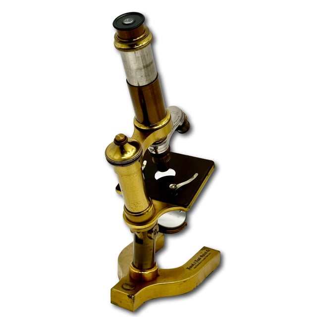 Fine Quality Authentic Antique Solid Brass Doctors Microscope by Bausch & Lomb Optical Co. New York Circa 1894 For Sale - Image 9 of 18