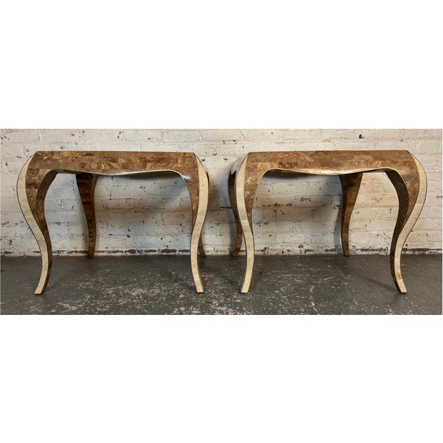 Maitland - Smith Pair of Maitland Smith Style Stone Tables With Glass Tops For Sale - Image 4 of 8