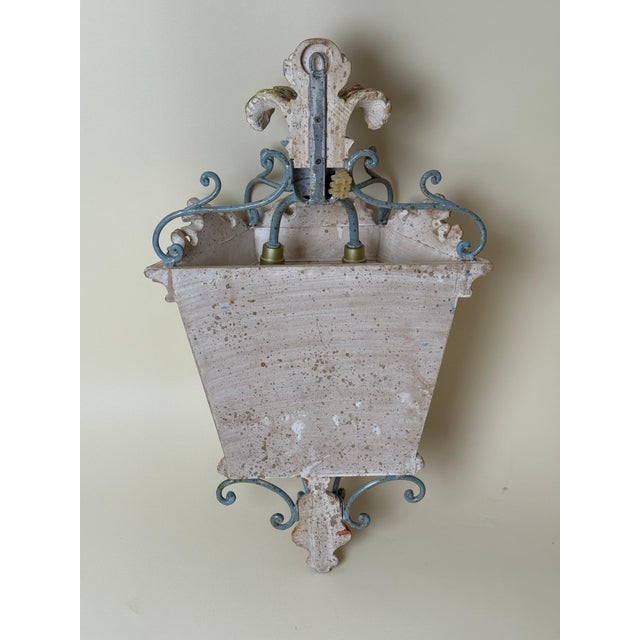 Hollywood Regency Italian Hand-Carved Lantern Wall Light, 1980s For Sale - Image 15 of 18