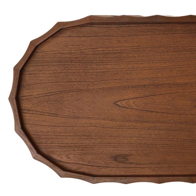 2020s Scalloped Oval Wood Console Table For Sale - Image 5 of 12