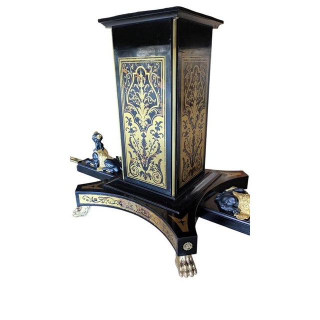Vintage Ebonised Cut Brass Boulle Dining Conference Table For Sale - Image 13 of 18
