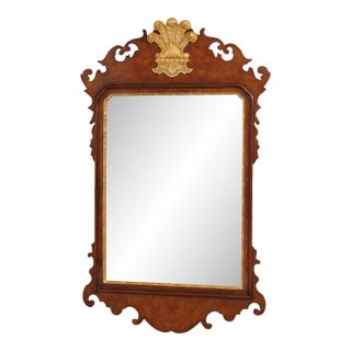 Prince of Wales Chippendale Style Burl Walnut Wall Mirror For Sale