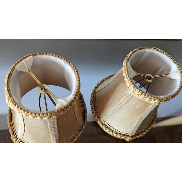 Contemporary Golden Raw Silk Chandelier Shades, a Pair Chairish