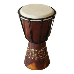 Vintage Hand Carved Wooden Bongo/Percussion Drum Black Rope, Leather Drum