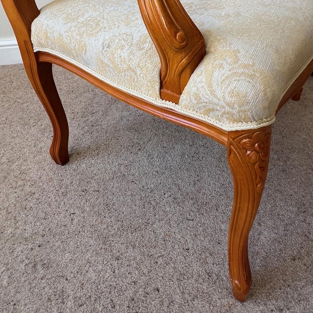 Louis XV Revival Rococo Style Damask Upholstered Beech Armchairs, England, 1950s, Set of 2 For Sale - Image 10 of 18