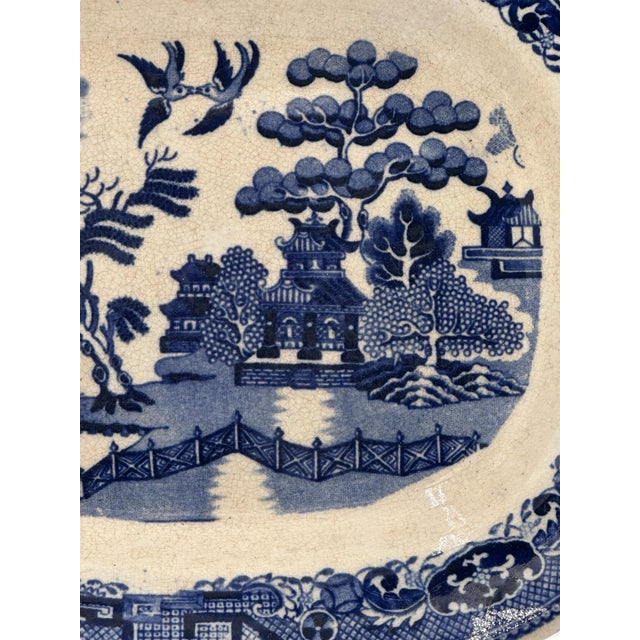 Antique J. Jackson & Co. Blue Willow Platter, Late 19th Century A stunning example of English craftsmanship, this rare...