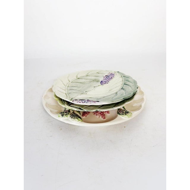 Majolica and Porcelain Plates, France, 1960s, Set of 3 For Sale - Image 3 of 15