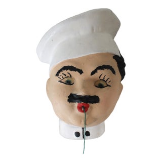 Vintage Chalkware Chef String Holder Wall Hanging For Sale