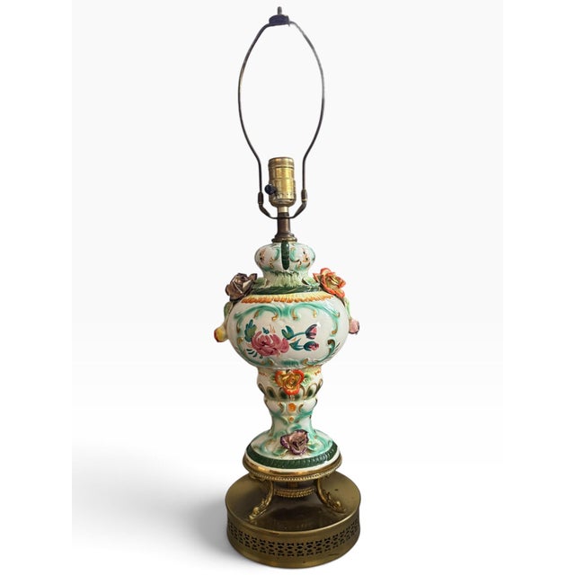 Ceramic Vintage Capodimonte Floral Porcelain Table Lamp With Lenox by Quoizel Shade For Sale - Image 7 of 10