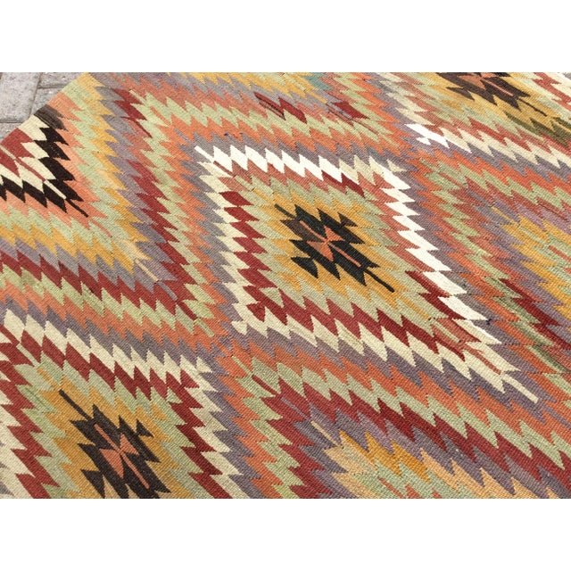 Beige Vintage Turkish Kilim Rug - 58" X 76" For Sale - Image 8 of 11