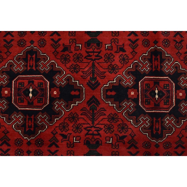 Red Oriental Rug 9’9” X 15’9” Red Wool Tribal Geometric Hand-Knotted Carpet For Sale - Image 8 of 12
