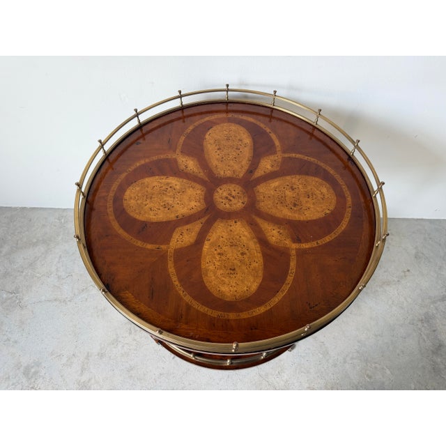1980s Vintage Theodore Alexander Regency Style Two Tier Accent Table With Brass For Sale - Image 5 of 12