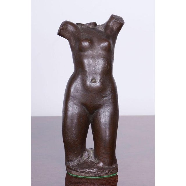 Brown Art Deco Nude Ceramic Torso Statue, 1940s For Sale - Image 8 of 9