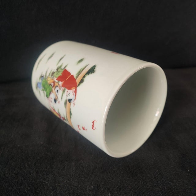 White Chinese Ceramic Pot,Tongzhi Marked Famille Rose Porcelain Brush Pot Hand Painted Playing Children Pattern For Sale - Image 8 of 11