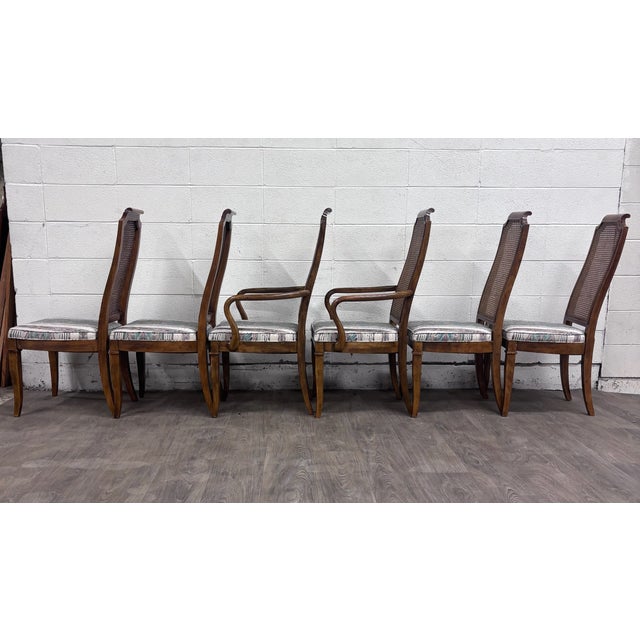 White Vintage Drexel Heritage 1984 Caned Back Dining Chairs - Set of 6 For Sale - Image 8 of 14