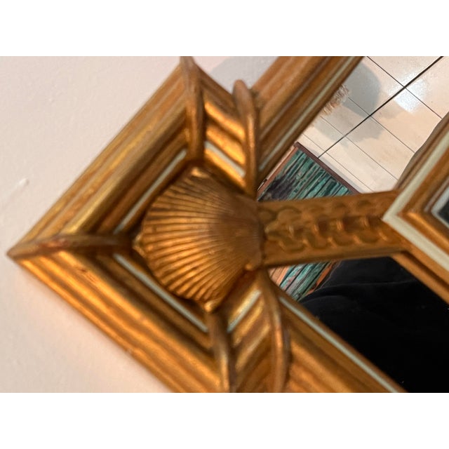 Vintage Carvers’ Guild Quatrain With Shells Gold Leaf Mirror With Teal Accents – Model 1075 For Sale In West Palm - Image 6 of 8