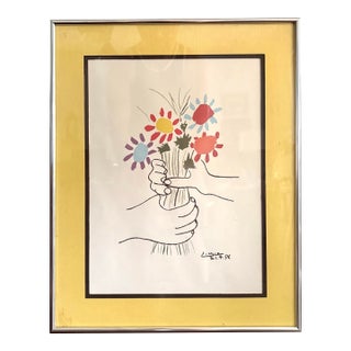 Vintage Pablo Picasso Lithograph in Original Metal Frame For Sale