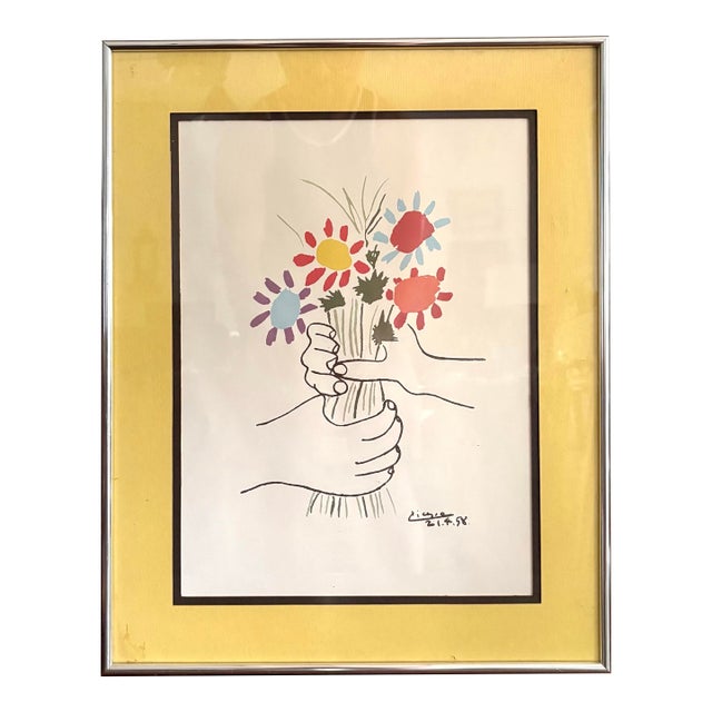 Vintage Pablo Picasso Lithograph in Original Metal Frame For Sale