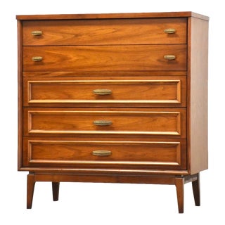 Mid Century Modern Walnut Tall Dresser For Sale