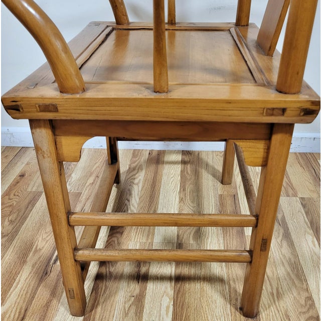 Chinese Early 19th C Carved Elm Wood Yoke Chair Armchair For Sale - Image 15 of 15